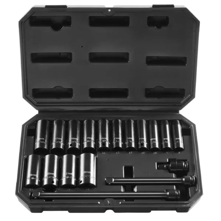 VEVOR Impact Sockets Set 18pcs 6-Point 3 8 Drive Bit Ratche