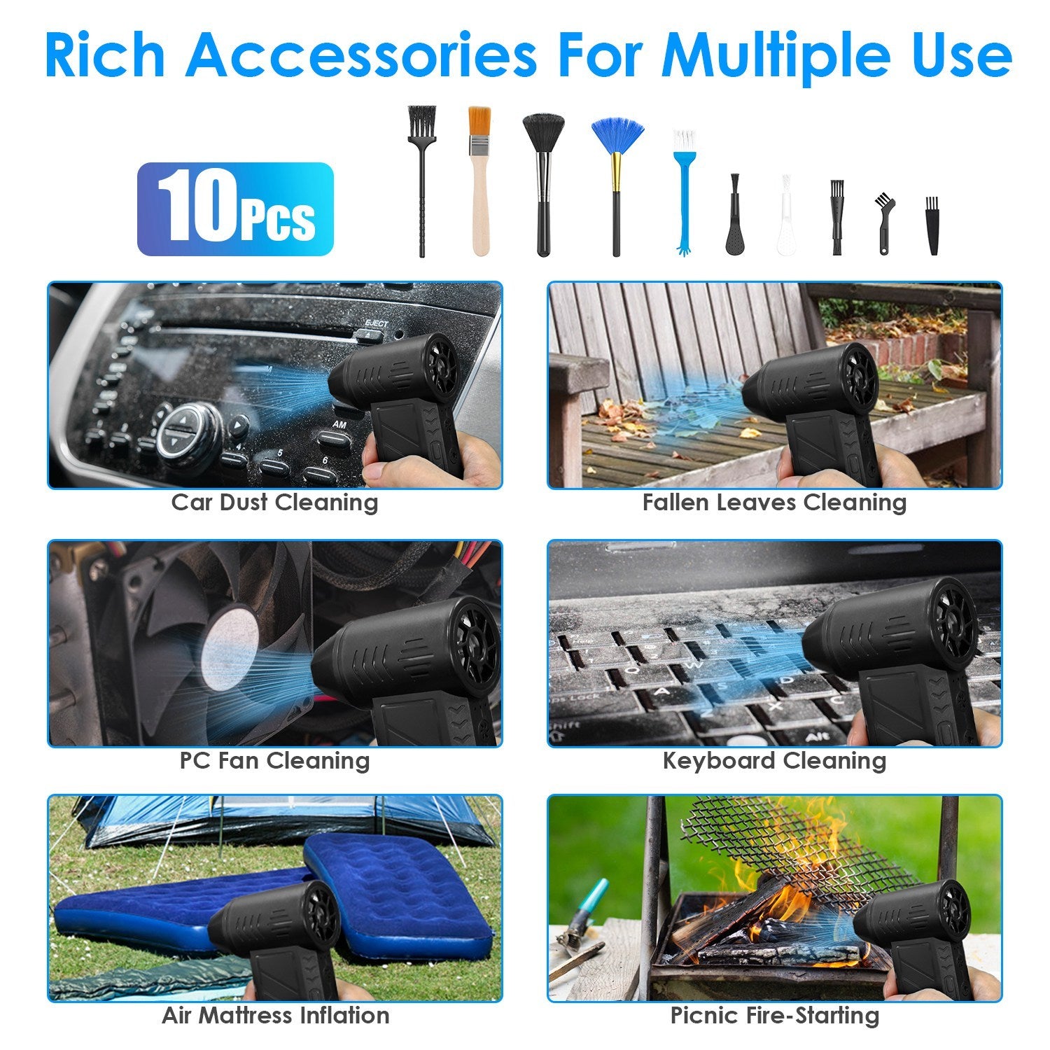 1Pc Compressed Air Duster With LED Light Up To 150000RPM