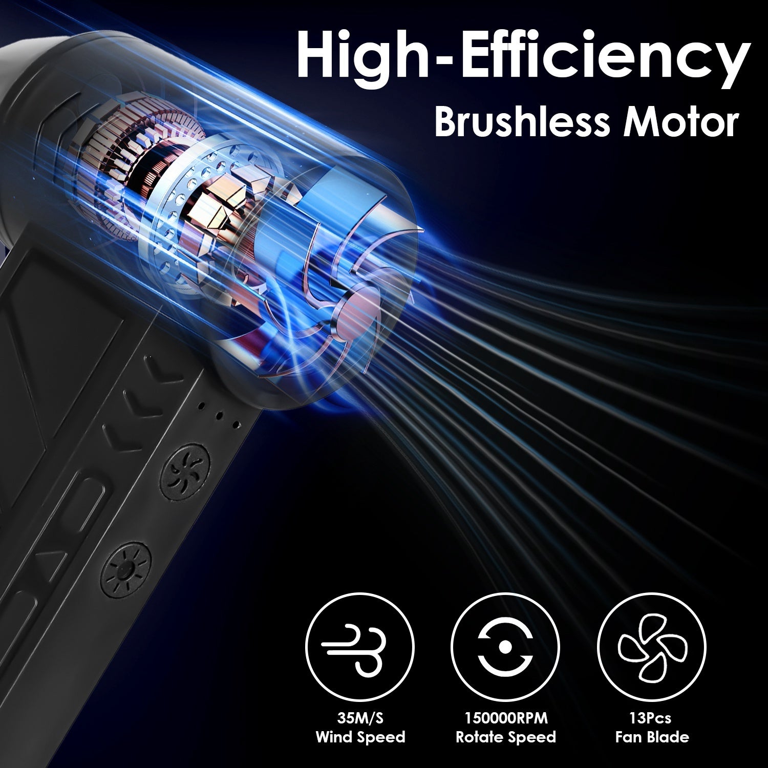 1Pc Compressed Air Duster With LED Light Up To 150000RPM