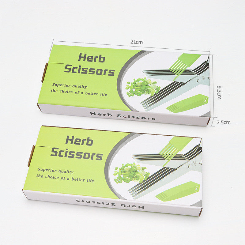 Stainless Steel Herb Scissors: Multi-Layer Kitchen Cutter