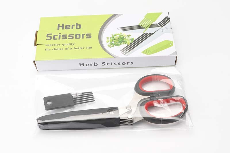 Stainless Steel Herb Scissors: Multi-Layer Kitchen Cutter