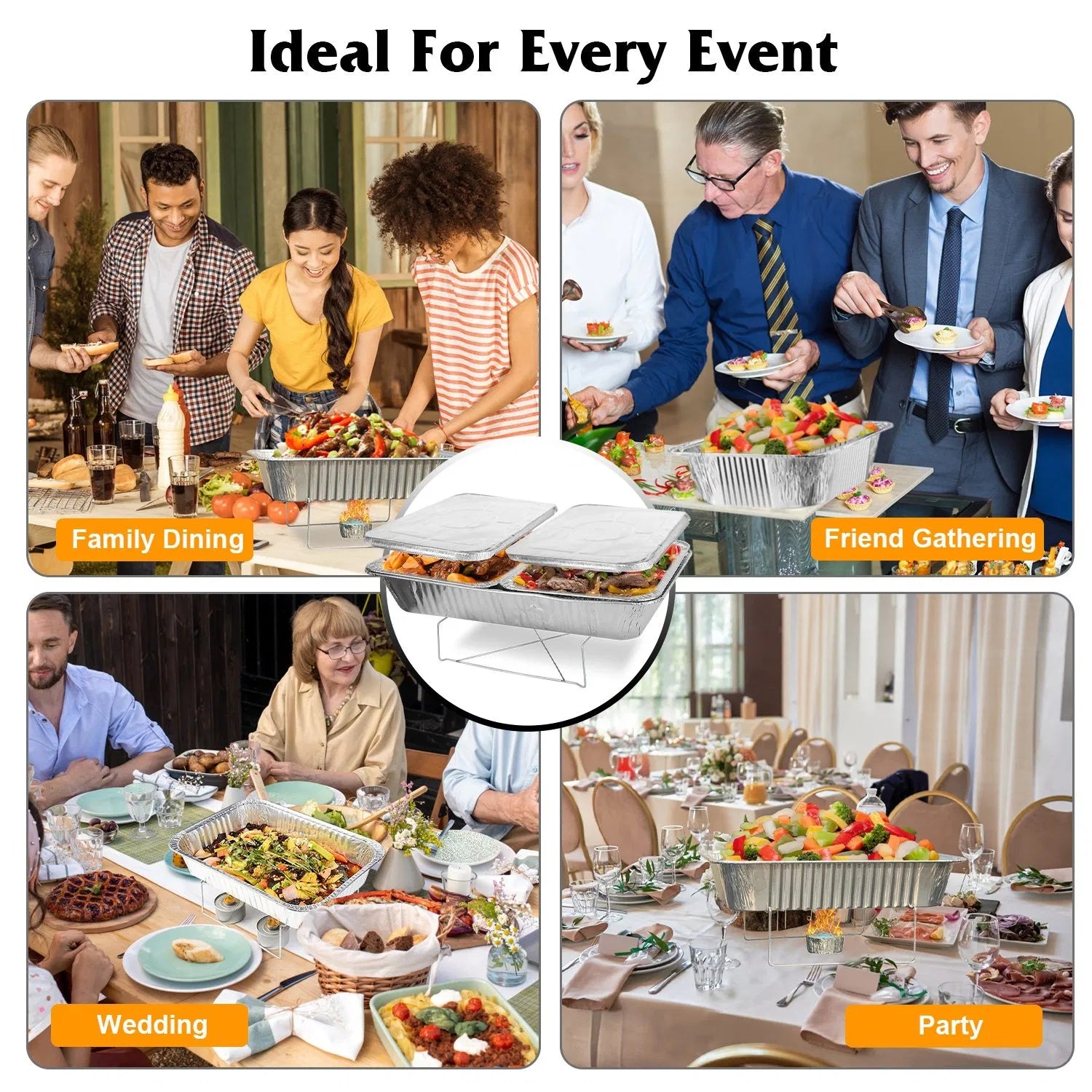 42Pcs Disposable Buffet Chafing Dish Set for Parties & Event