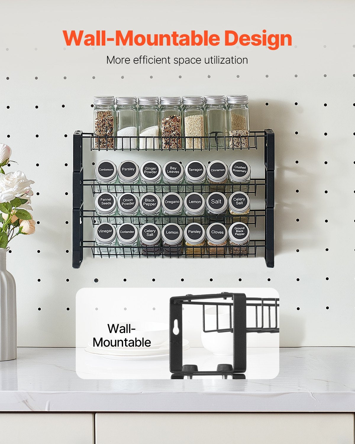 Spice Rack Organizer for Kitchen Cabinet & Countertops 18x11