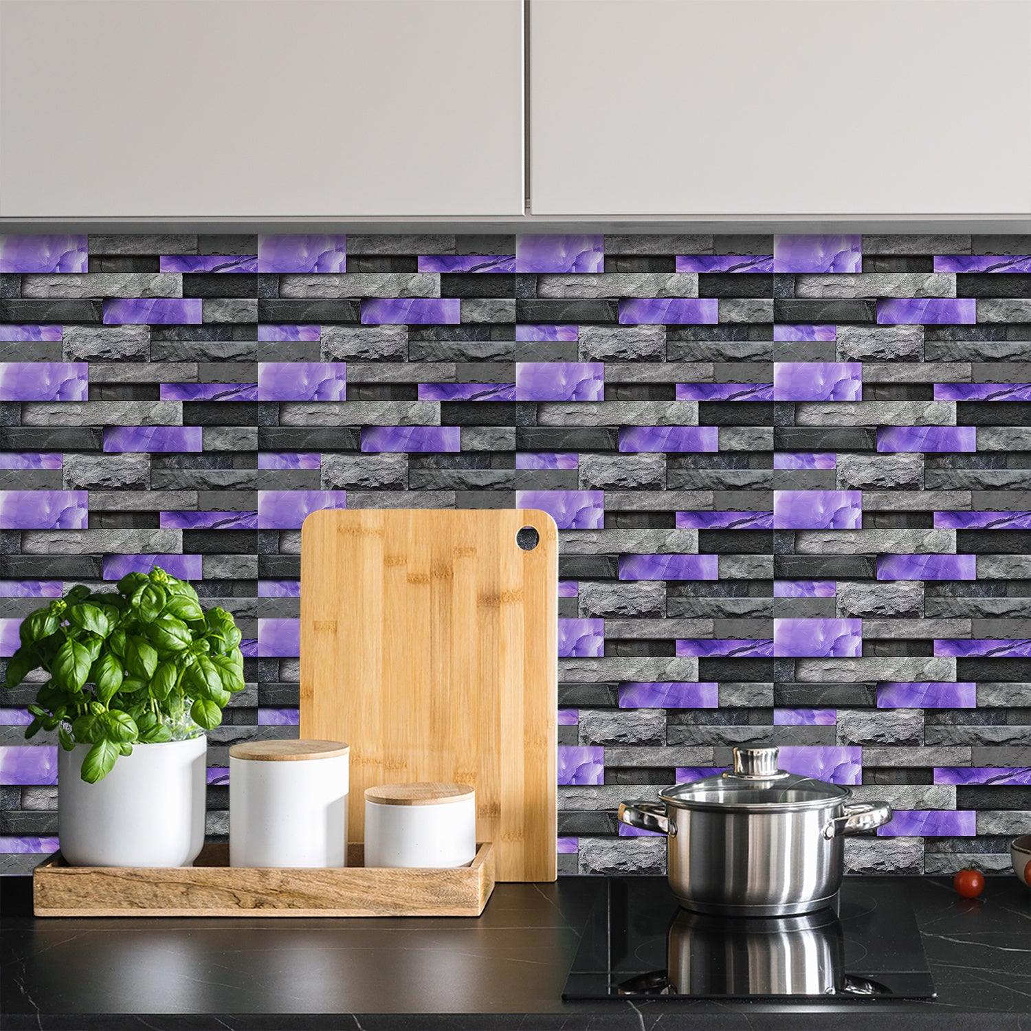Peel And Stick Splash Proof Marble Wall Tiles, Waterproof An
