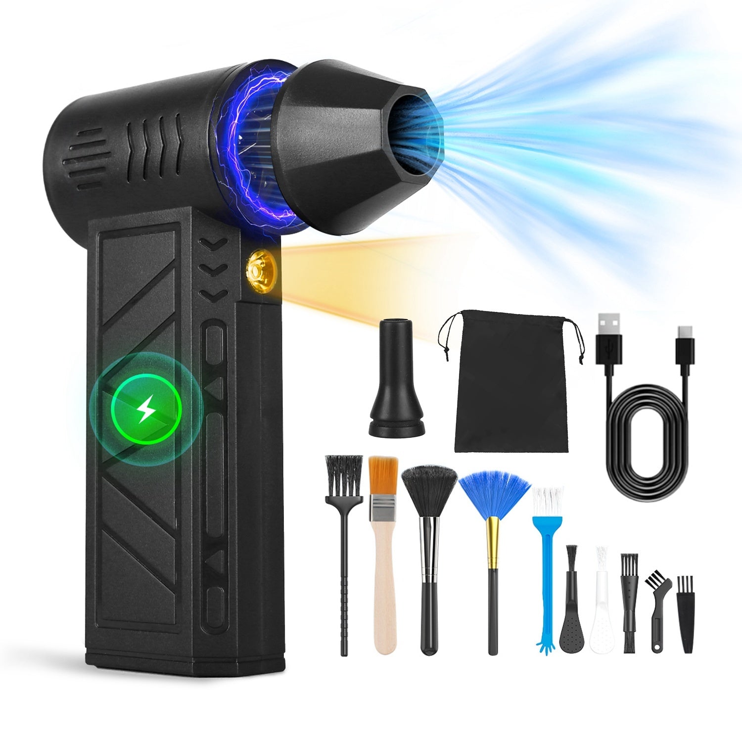 1Pc Compressed Air Duster With LED Light Up To 150000RPM