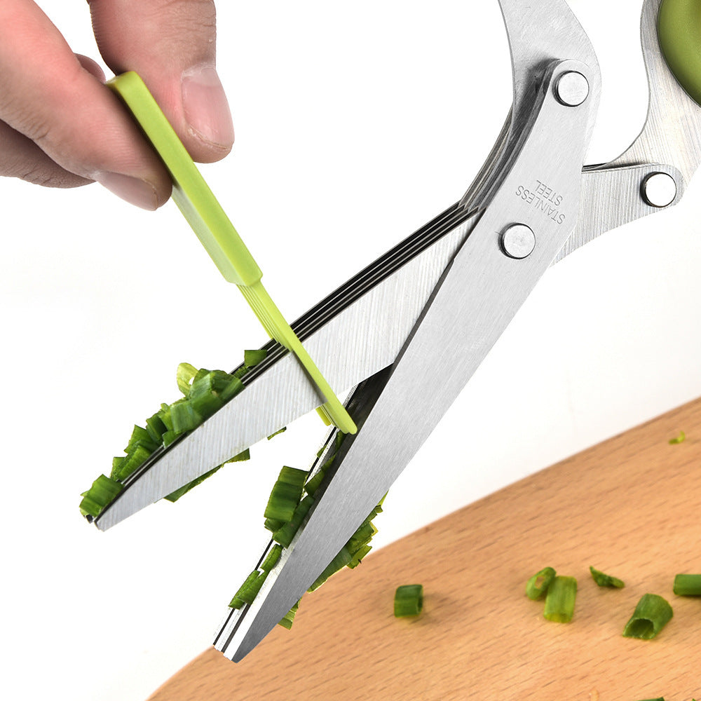 Stainless Steel Herb Scissors: Multi-Layer Kitchen Cutter
