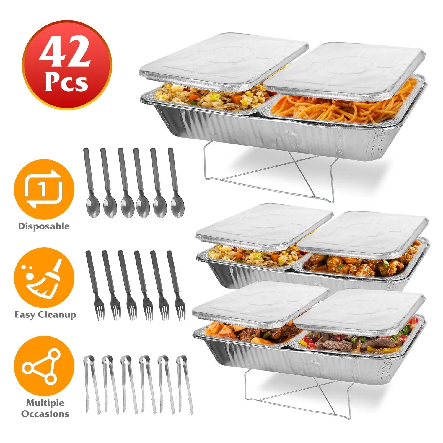 42Pcs Disposable Buffet Chafing Dish Set for Parties & Event