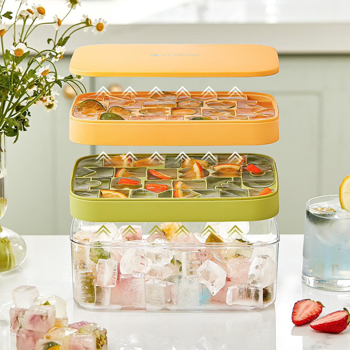 Silicone Ice Cube Tray with Lid for Quick Freezing
