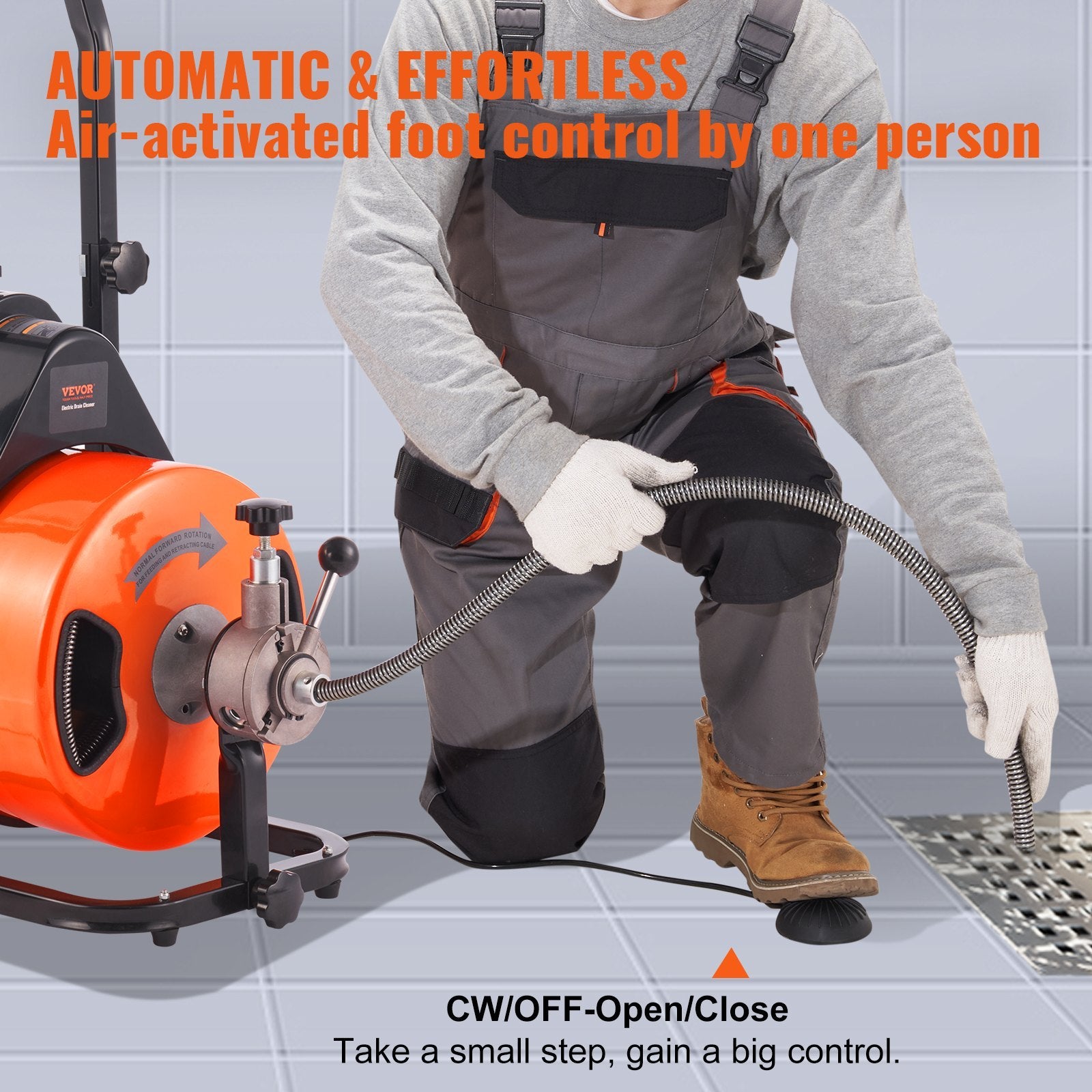 Drain Cleaning Machine 75 FT X 1 2 Inch, Sewer Snake Machine