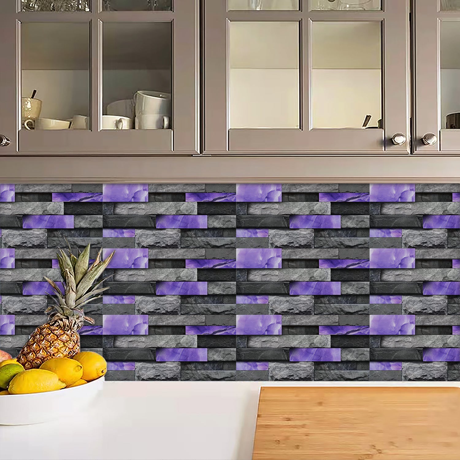 Peel And Stick Splash Proof Marble Wall Tiles, Waterproof An