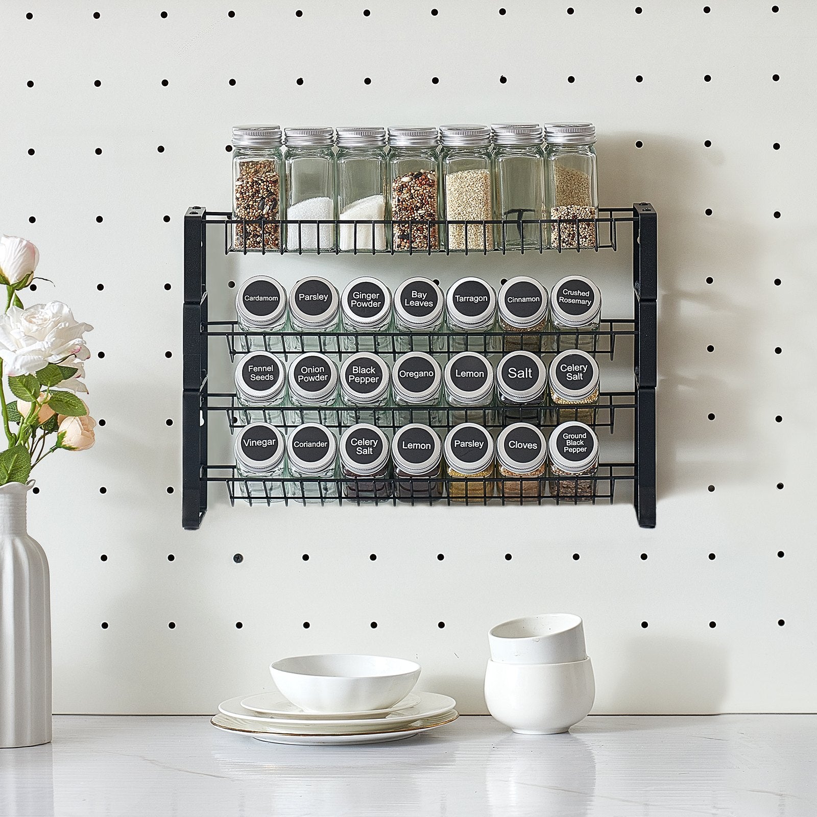 Spice Rack Organizer for Kitchen Cabinet & Countertops 18x11