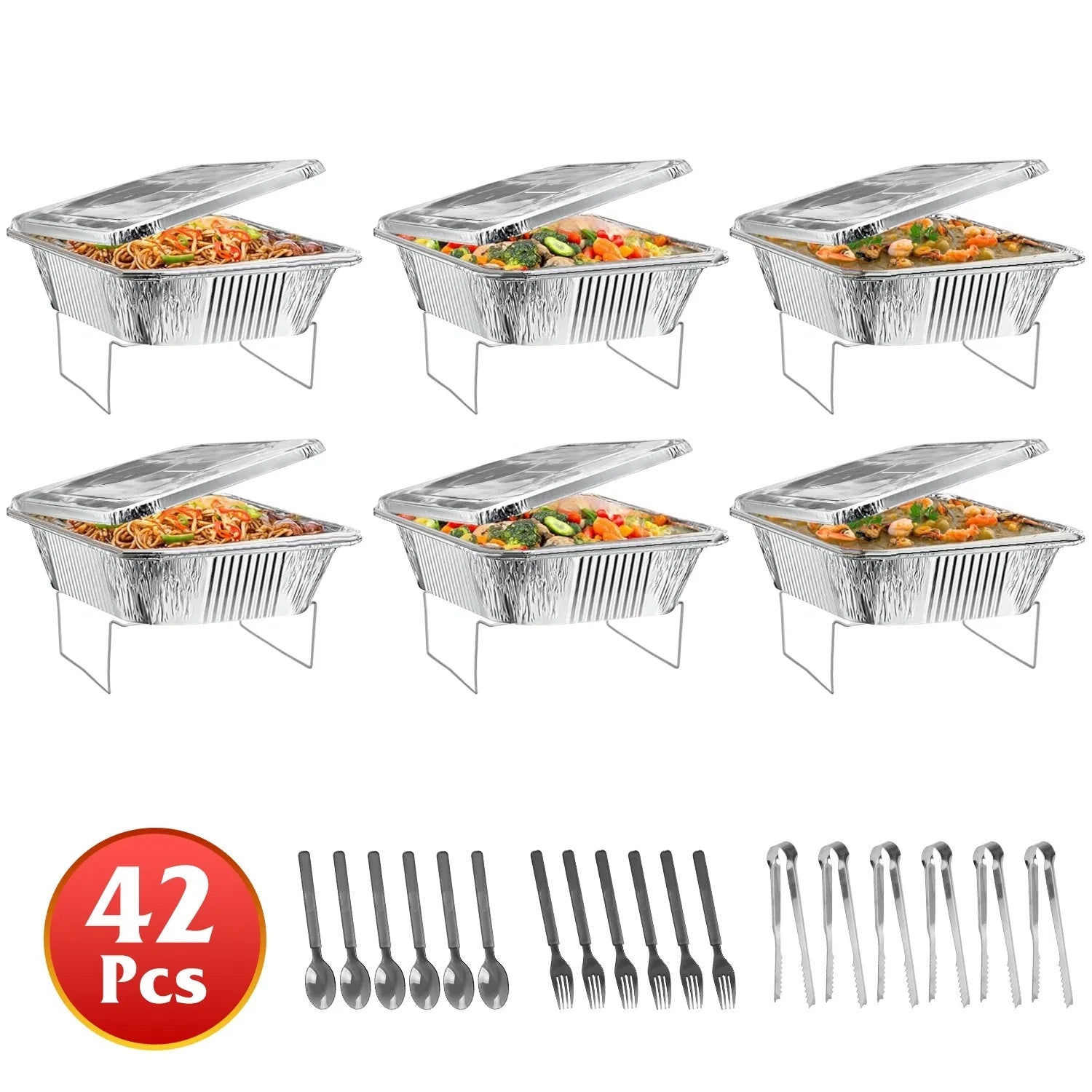 42Pcs Disposable Buffet Chafing Dish Set for Parties & Event
