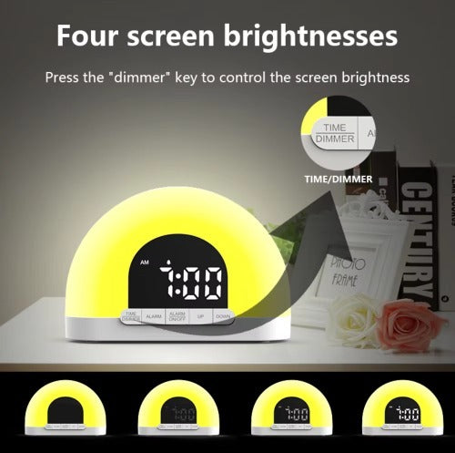 Fashion Design Color Night Light Sunrise Alarm Clock Wake