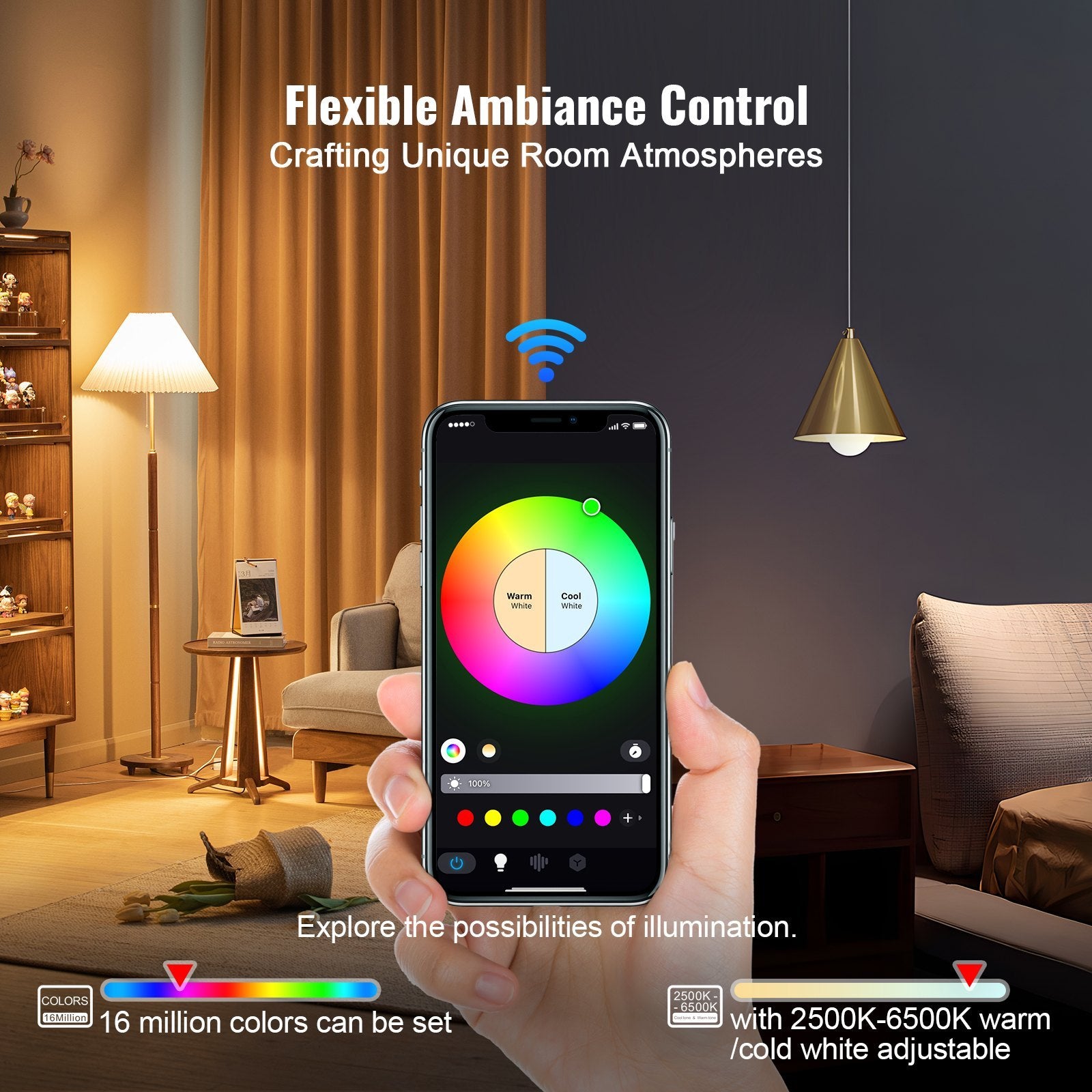 VEVOR Smart Light Bulbs, 4-Pack, 9W Multicolor LED Bulbs
